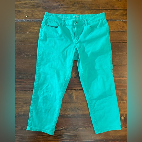 LOFT Pants - Loft Ann Taylor curved crop teal green blue flattering pants size 12